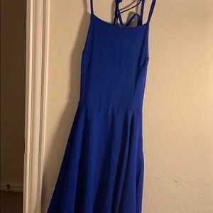Blue lace up skater dress